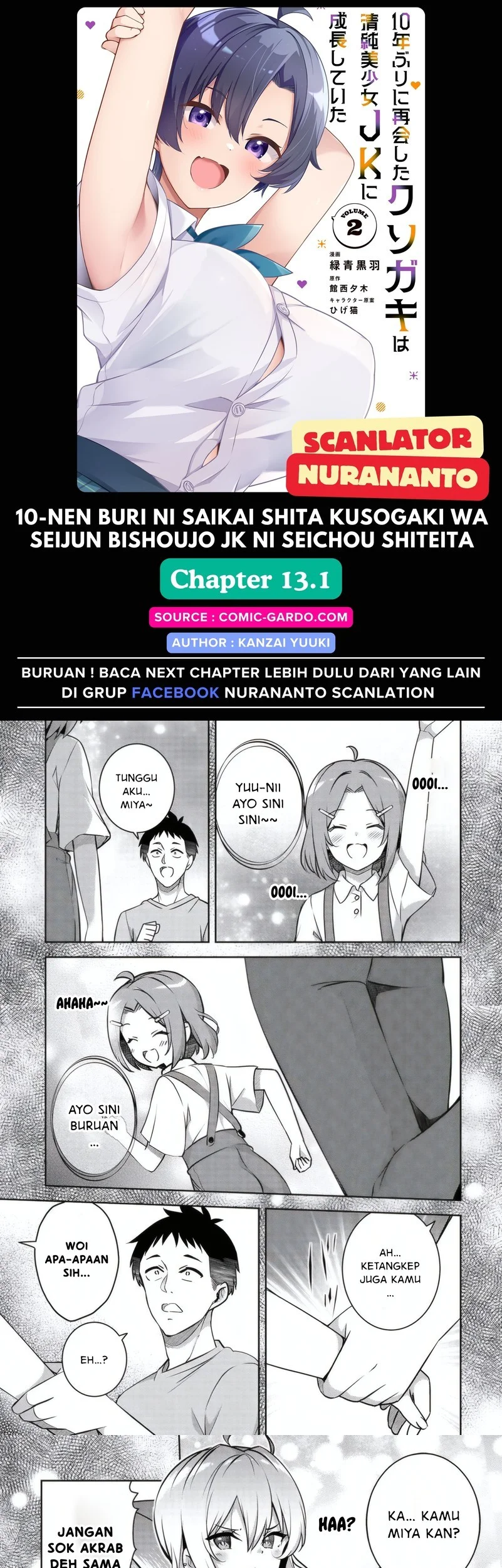 10-nenburi ni Saikai shita Kusogaki wa Seijun Bishoujo JK ni Seichou shiteita Chapter 13.1 - halaman 1
