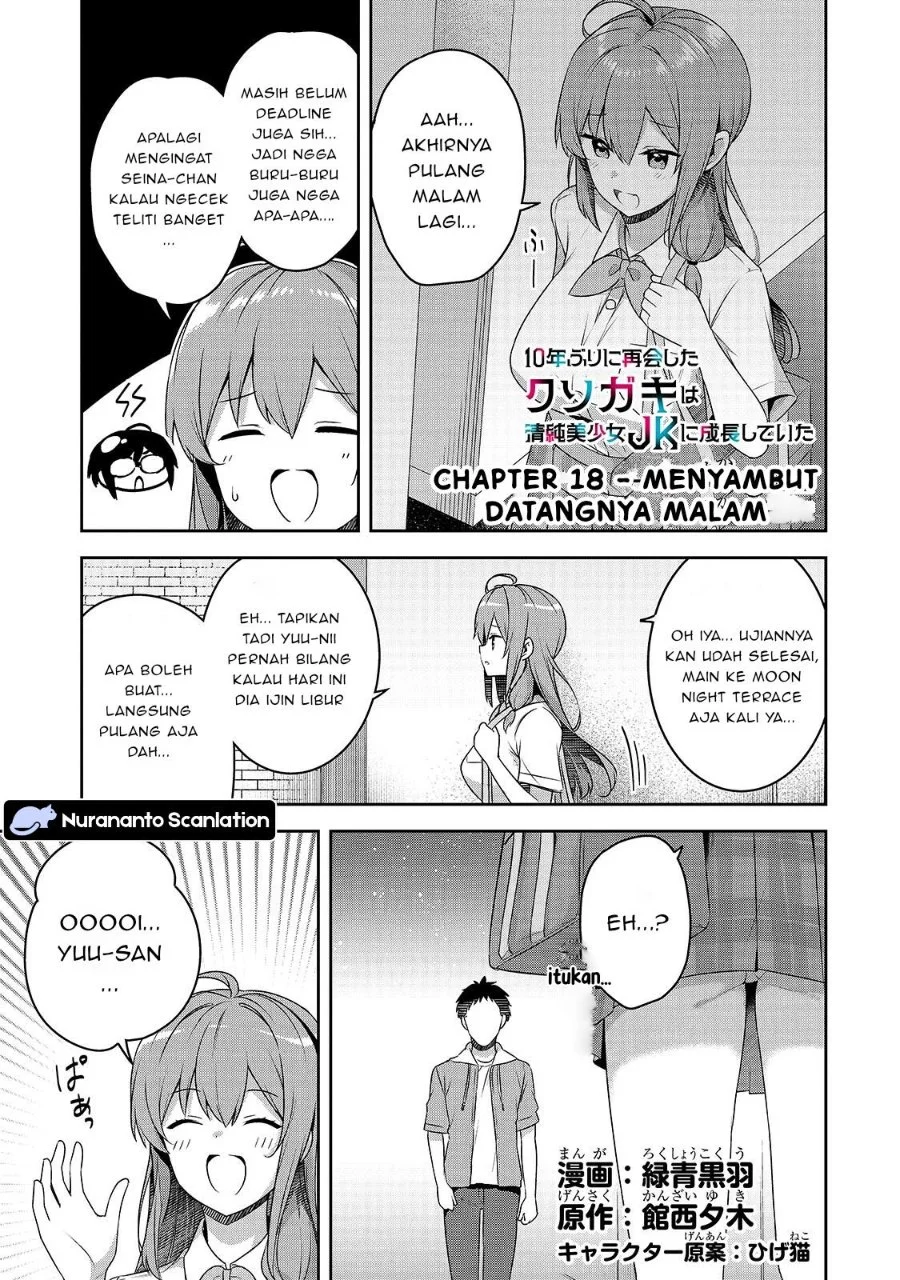 10-nenburi ni Saikai shita Kusogaki wa Seijun Bishoujo JK ni Seichou shiteita Chapter 18.1 - halaman 1