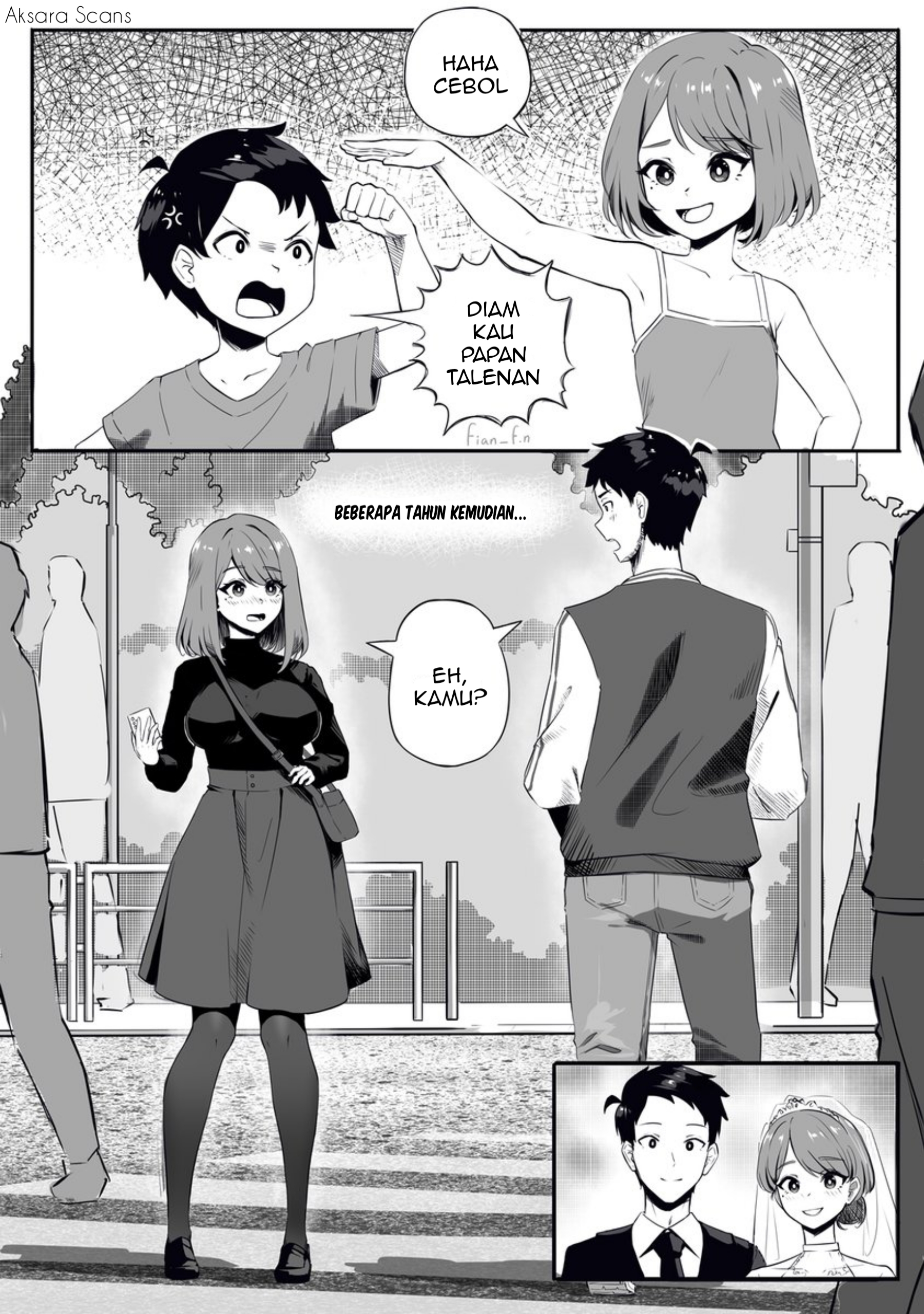 A 3 panel Romcom Manga which ends in a page Chapter 0 - halaman 1