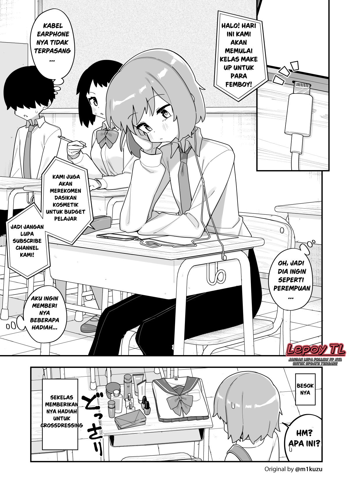 A boy who failed to plug-in his earphones is exposed as a femboy. Chapter 0 - halaman 1