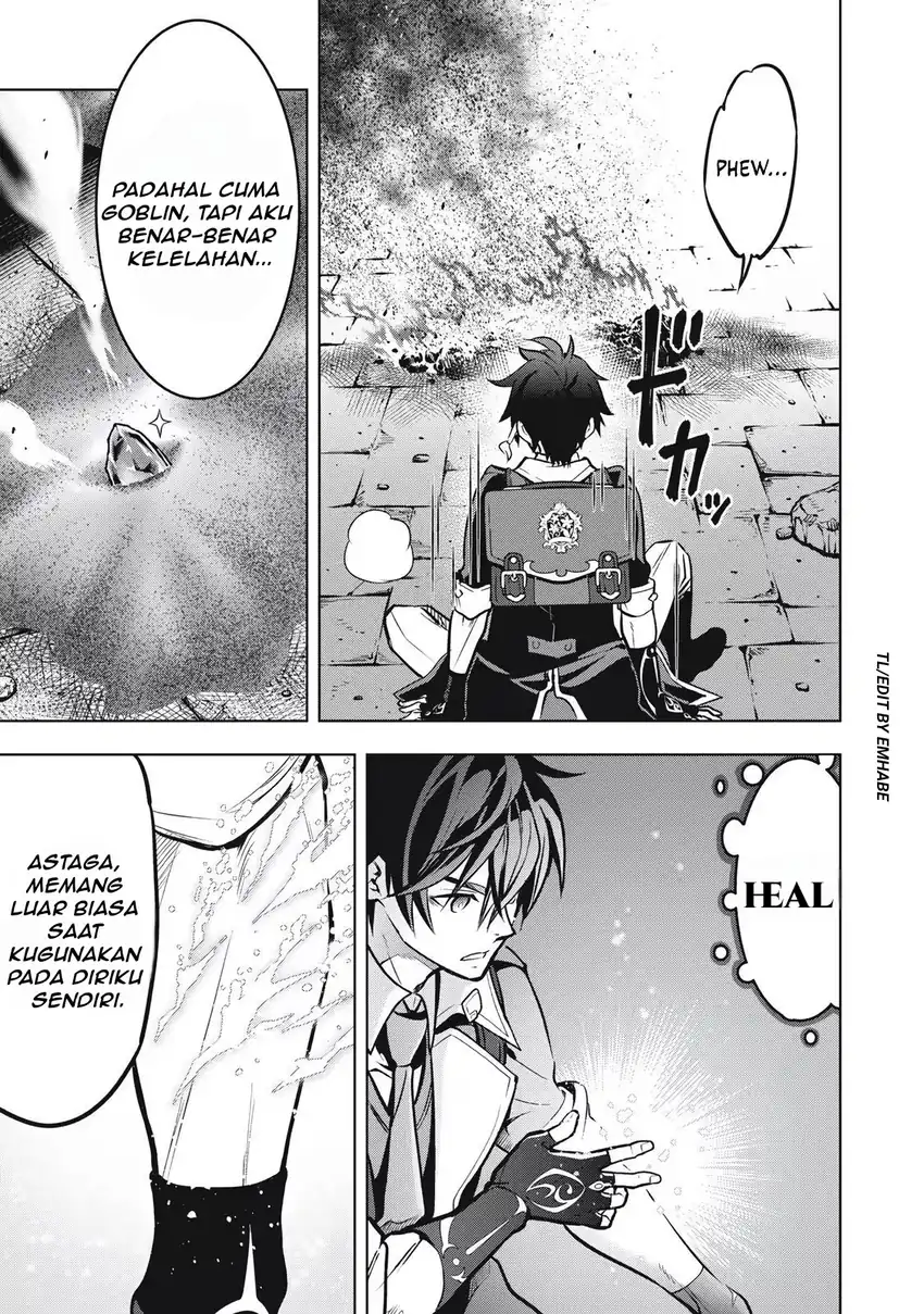 Academy Saikyou no Mob Healer: Shinigee Sekai no Mob ni Tensei Shita Ore wa, Hazure Job [Healer] to Gensaku Chishiki de Musou Suru Chapter 1.2 - halaman 15