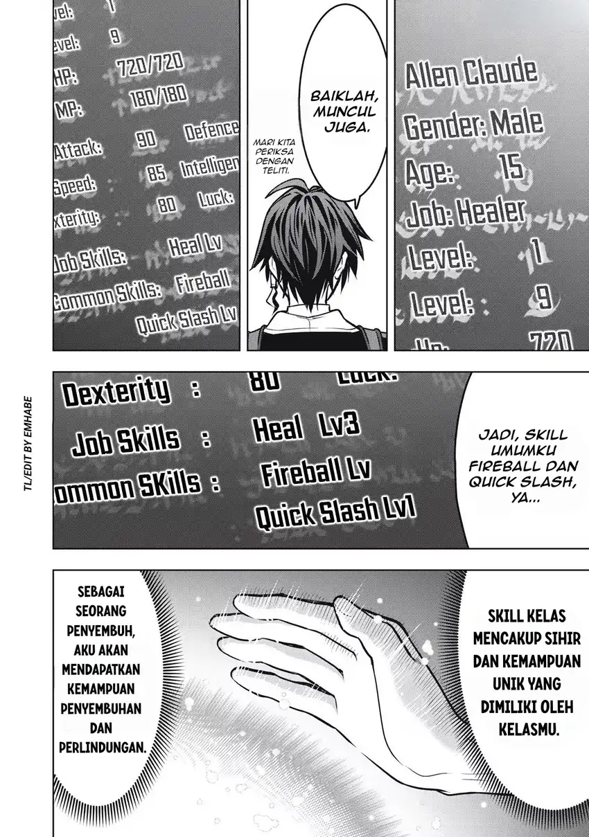 Academy Saikyou no Mob Healer: Shinigee Sekai no Mob ni Tensei Shita Ore wa, Hazure Job [Healer] to Gensaku Chishiki de Musou Suru Chapter 1.2 - halaman 6