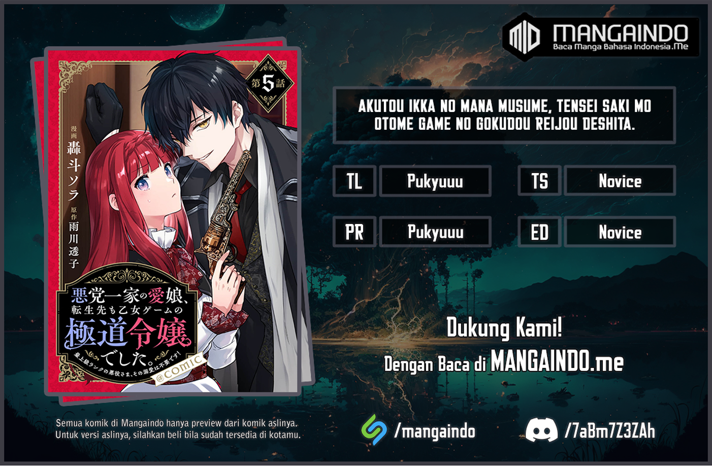 Akutou Ikka no Mana Musume, Tensei Saki mo Otome Game no Gokudou Reijou deshita Chapter 6 - halaman 1