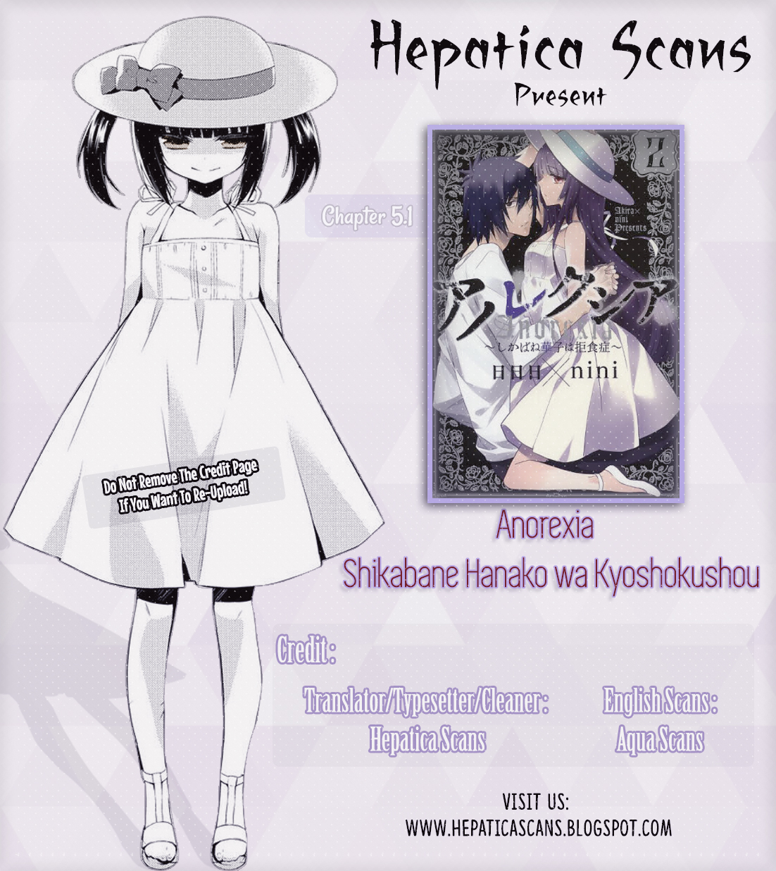 Anorexia: Shikabane Hanako wa Kyoshokushou Chapter 5 - halaman 1