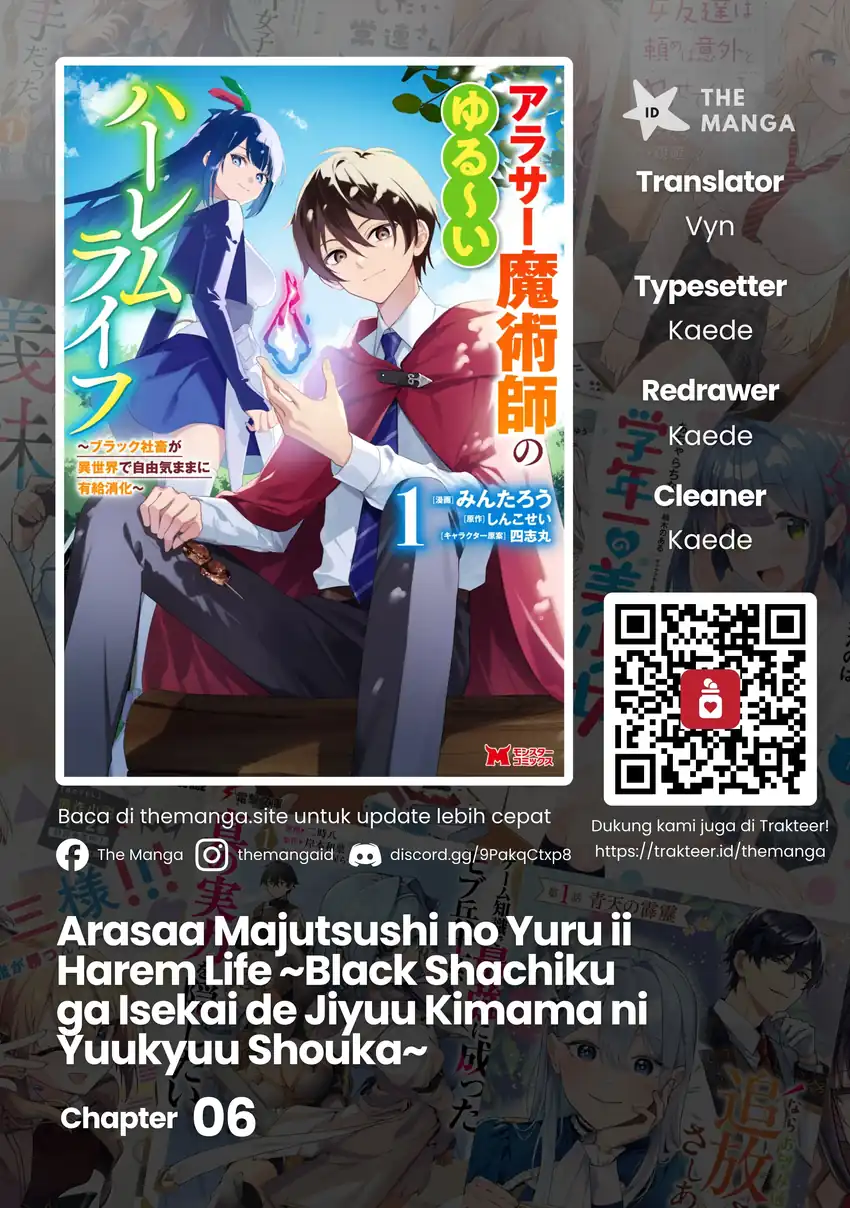 Arasaa Majutsushi no Yuru ii Harem Life ~Black Shachiku ga Isekai de Jiyuu Kimama ni Yuukyuu Shouka~ Chapter 6 - halaman 1