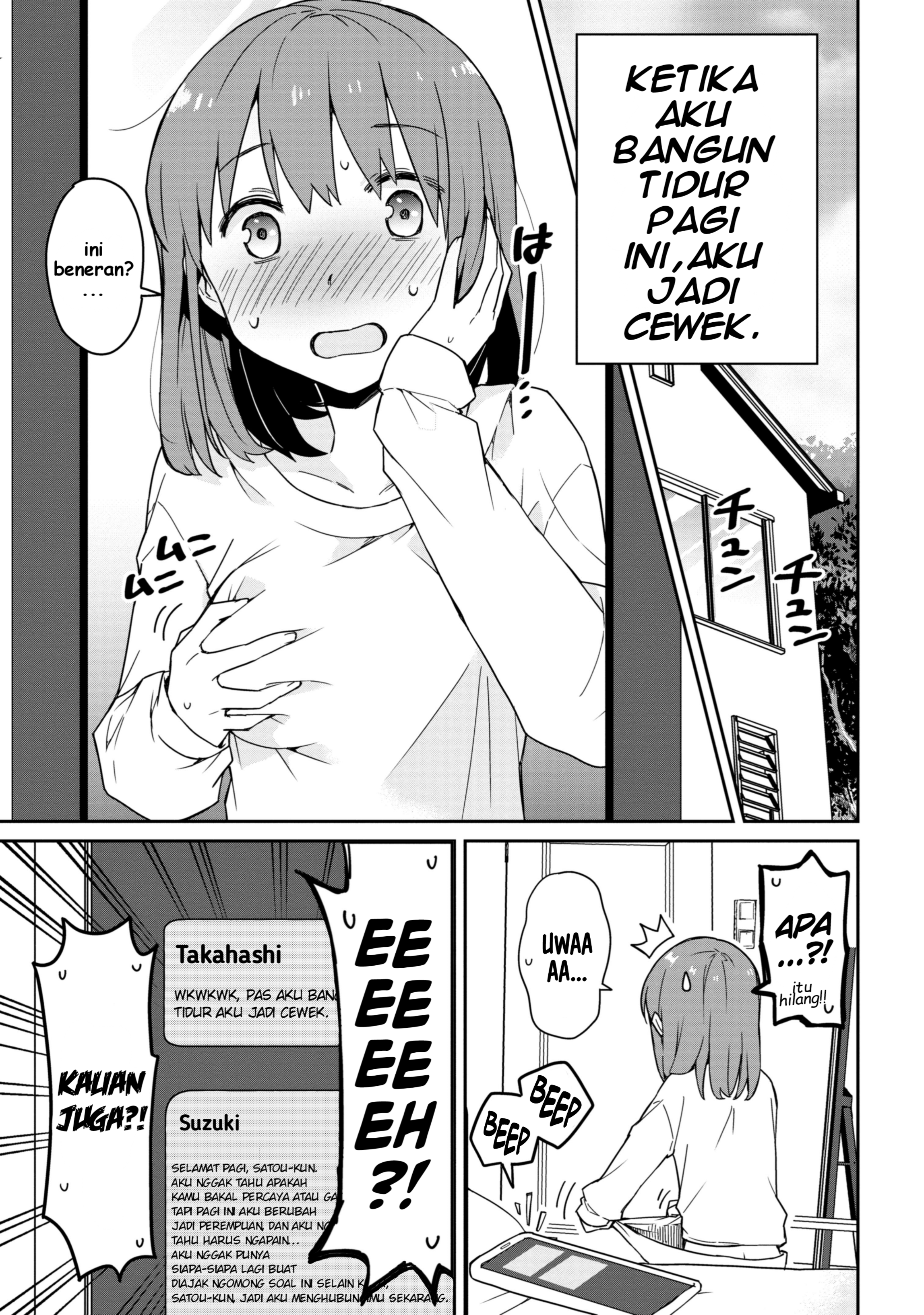 Asa Okitara Onnanoko ni Natteita Danshi Koukousei-tachi no Hanashi Chapter 1 - halaman 1