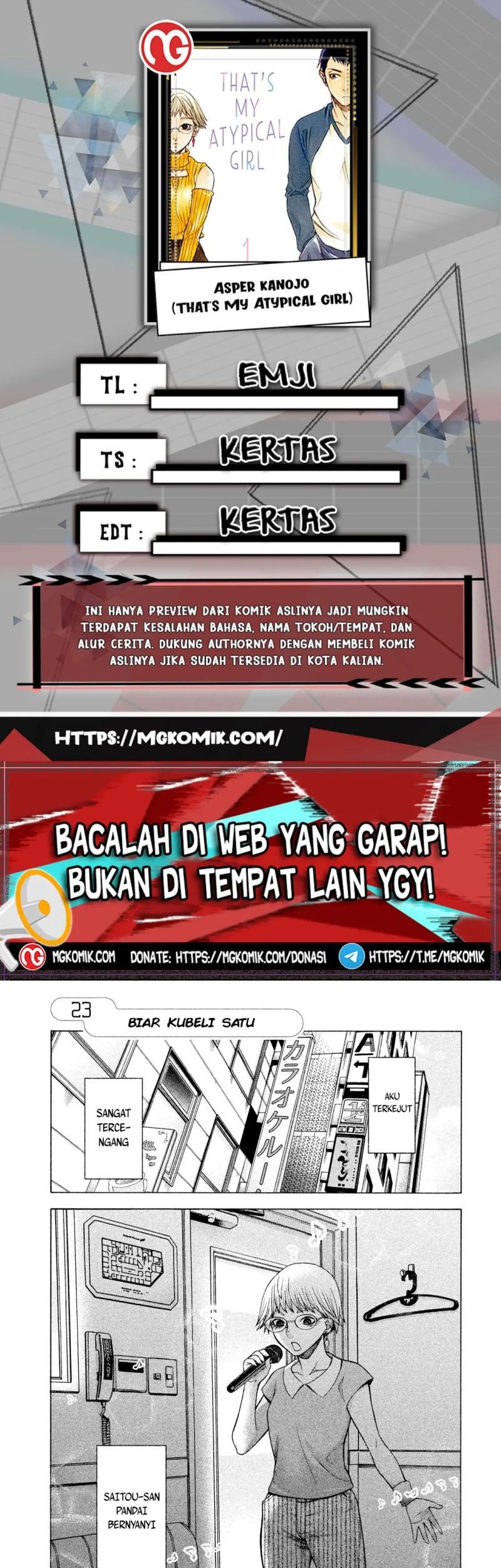 Asuperu Kanojo Chapter 23 - halaman 1