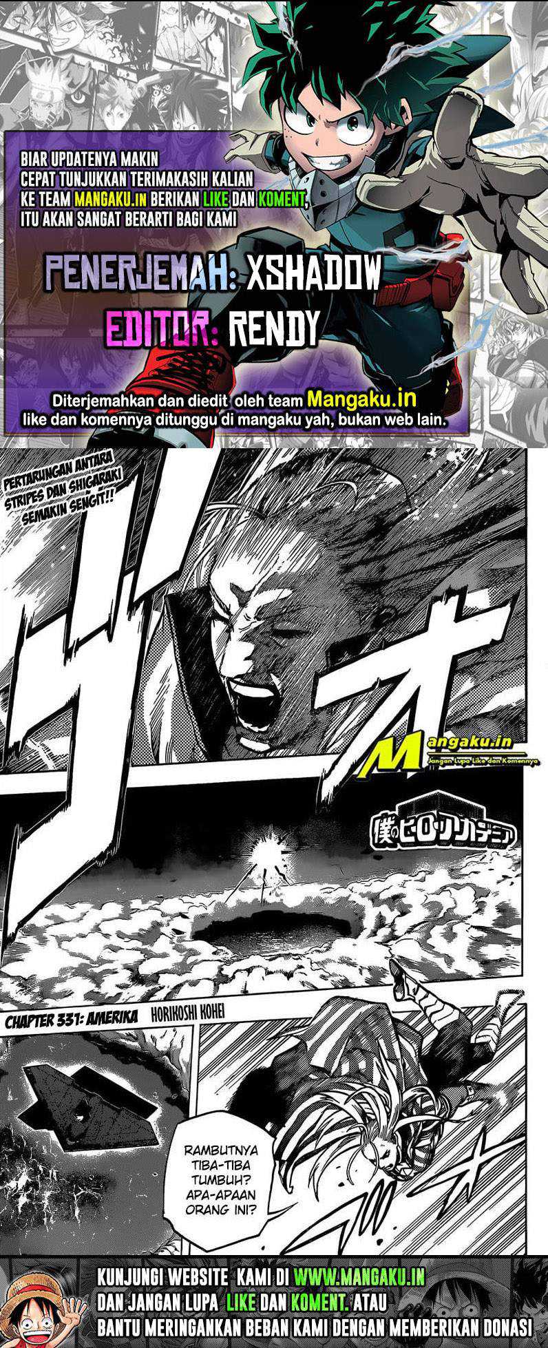 Boku no Hero Academia Chapter 331 - halaman 1