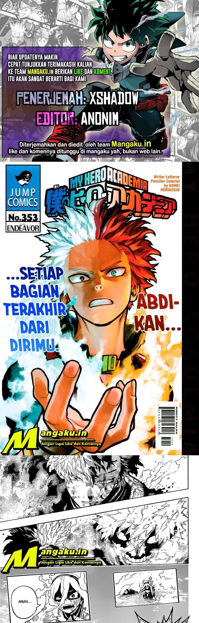 Boku no Hero Academia Chapter 353 - halaman 1