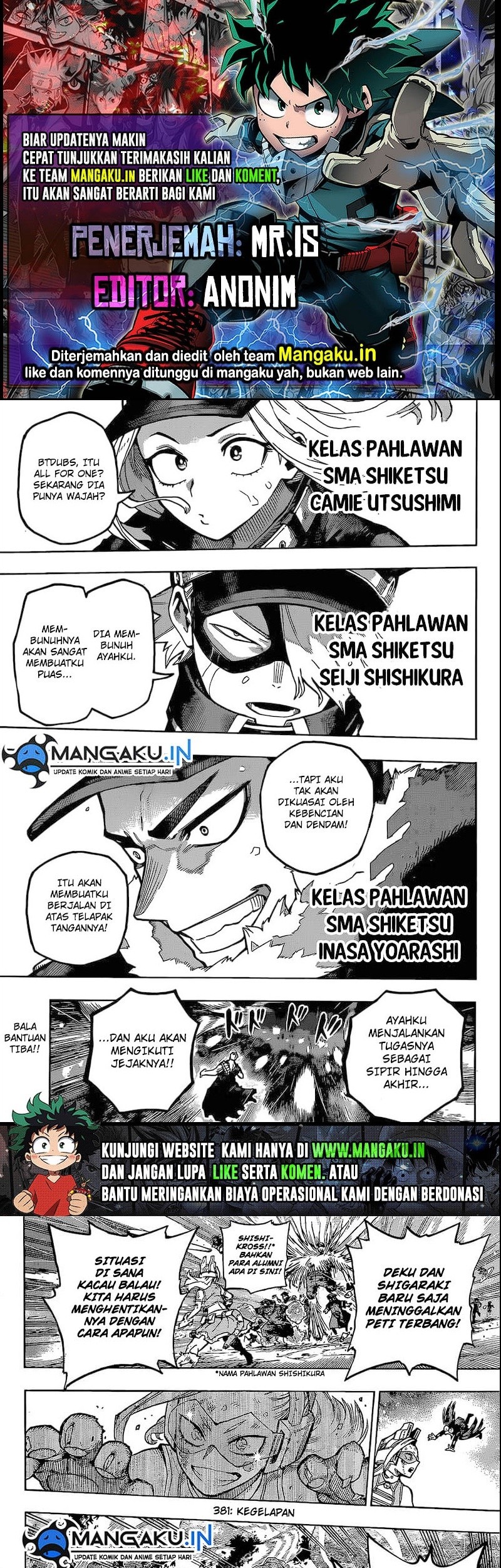 Boku no Hero Academia Chapter 381 - halaman 1