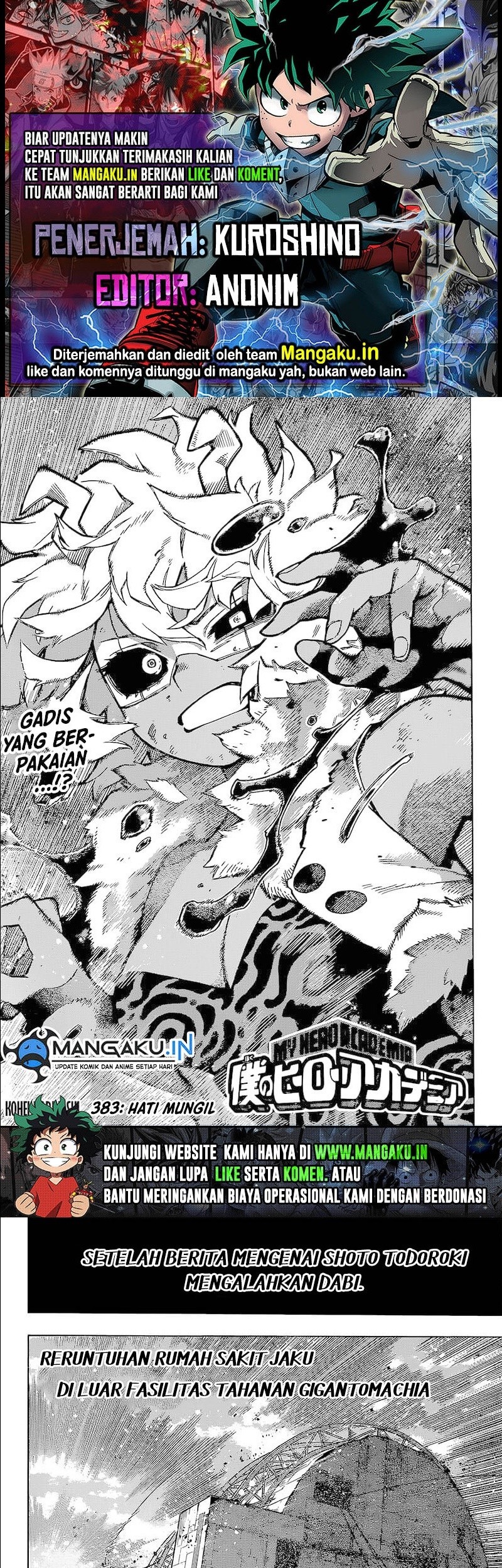 Boku no Hero Academia Chapter 383 - halaman 1