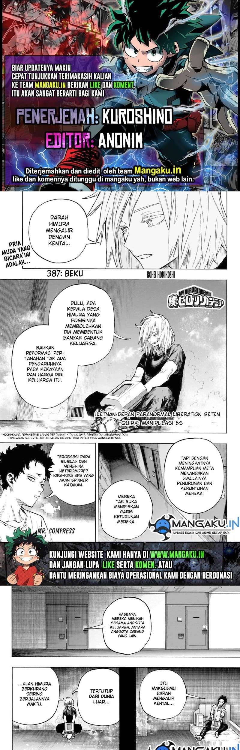 Boku no Hero Academia Chapter 387 - halaman 1