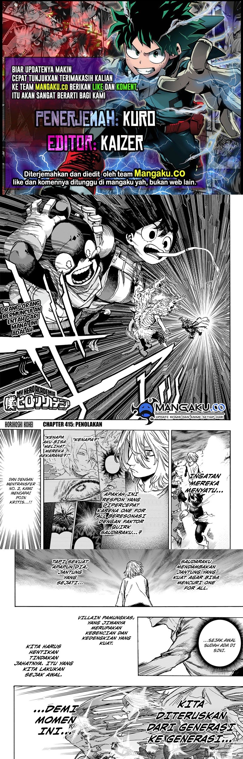 Boku no Hero Academia Chapter 415 - halaman 1