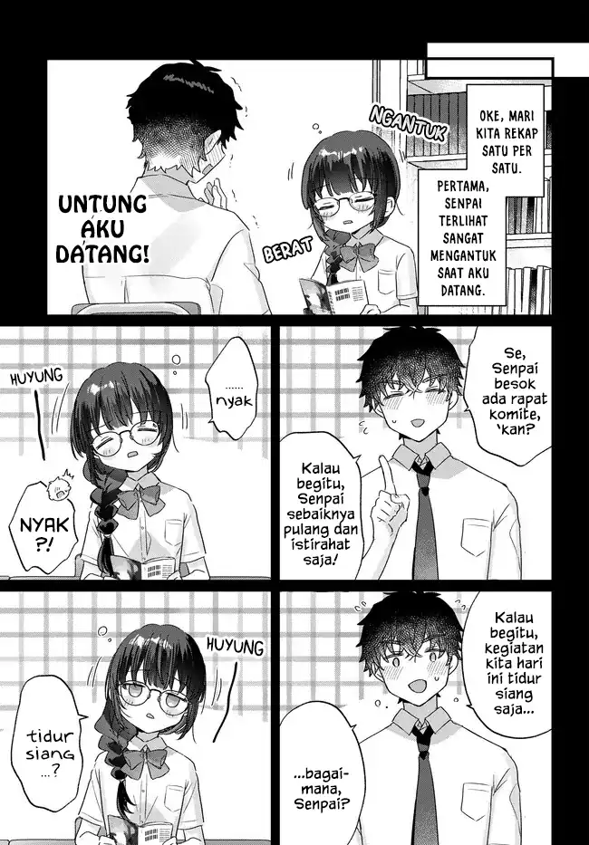 Chiisakute Kawaii Bungeibu no Chiteki na Senpai o, Hiza no Ue ni Nosetara Mainichi Suwattekuru you ni natta Chapter 4.1 - halaman 5