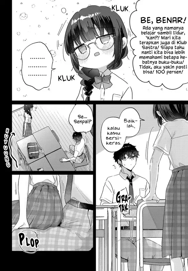 Chiisakute Kawaii Bungeibu no Chiteki na Senpai o, Hiza no Ue ni Nosetara Mainichi Suwattekuru you ni natta Chapter 4.1 - halaman 6