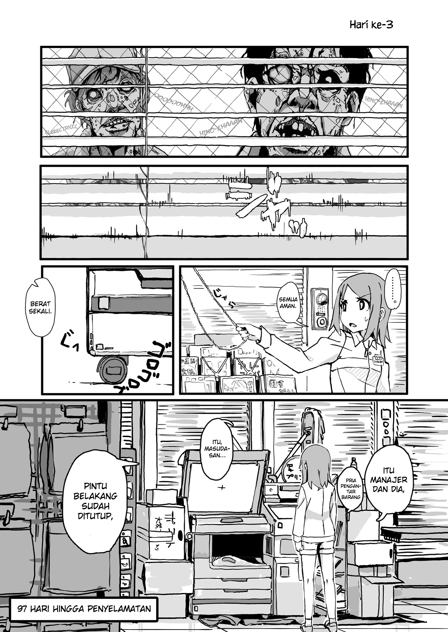 Conveni of the Dead: 100-nichigo ni Kyuujo sareru Conveni Tenin Chapter 3 - halaman 1