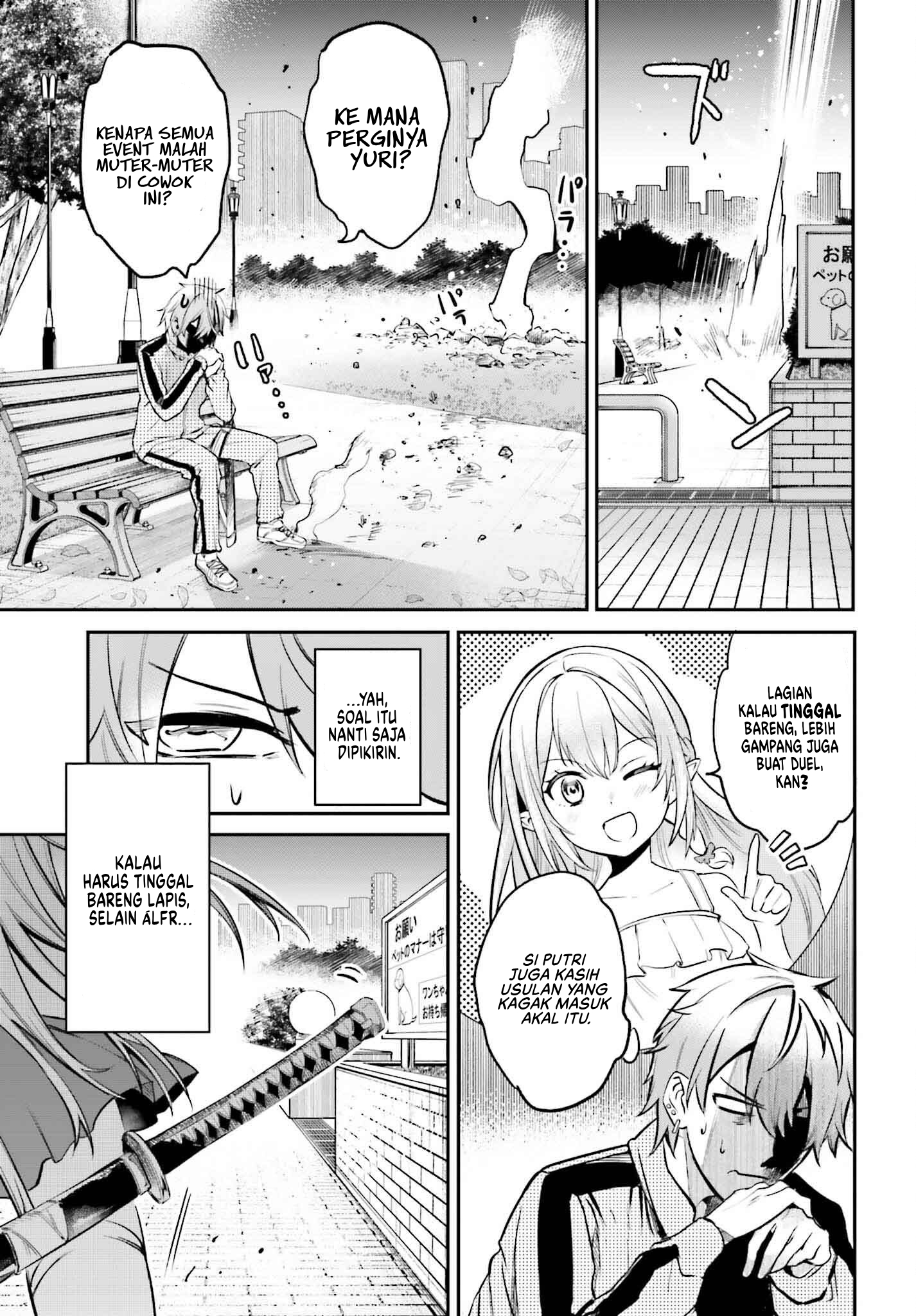 Danshi Kinsei Game Sekai de Ore ga Yarubeki Yuiitsu no Koto: Yuri no Aida ni Hasamaru Otoko toshite Tensei shiteshimaimashita Chapter 3 - halaman 10