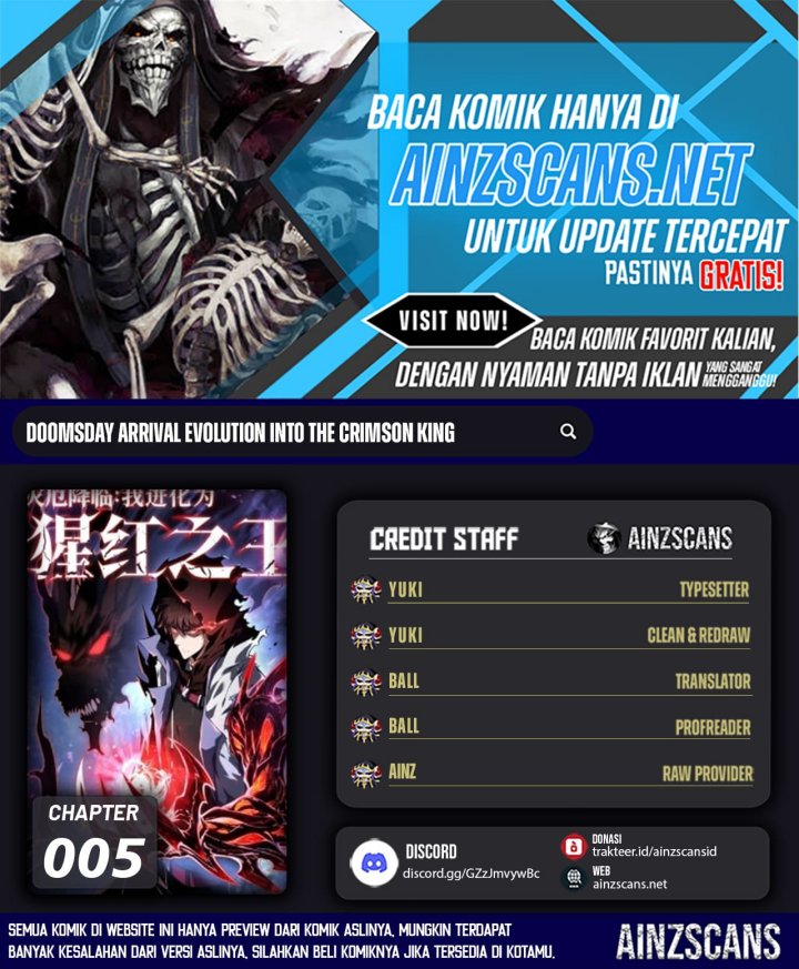 Disaster Comes: I Evolve Into the Crimson King Chapter 5 - halaman 1