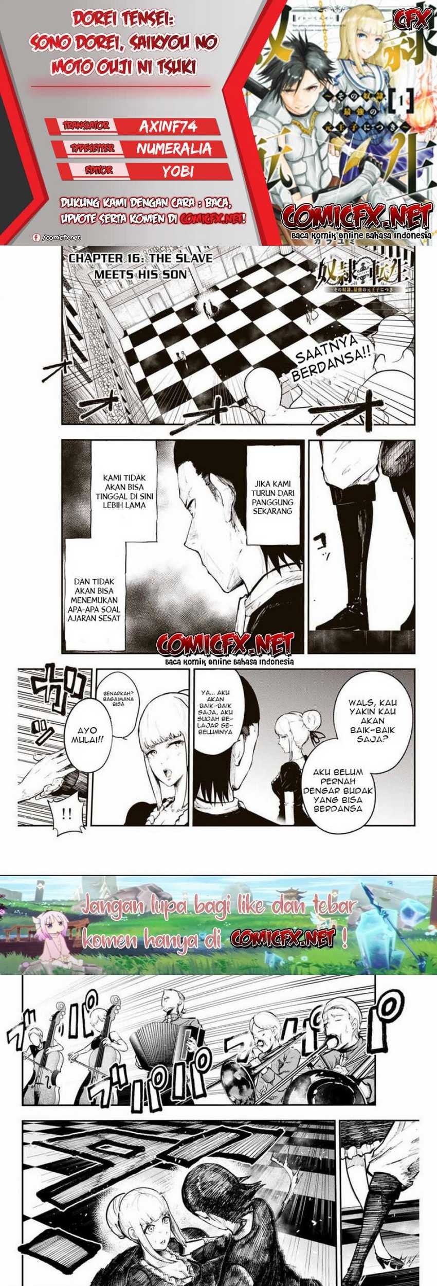 Dorei Tensei: Sono Dorei, Saikyou no Moto Ouji ni Tsuki Chapter 16 - halaman 1