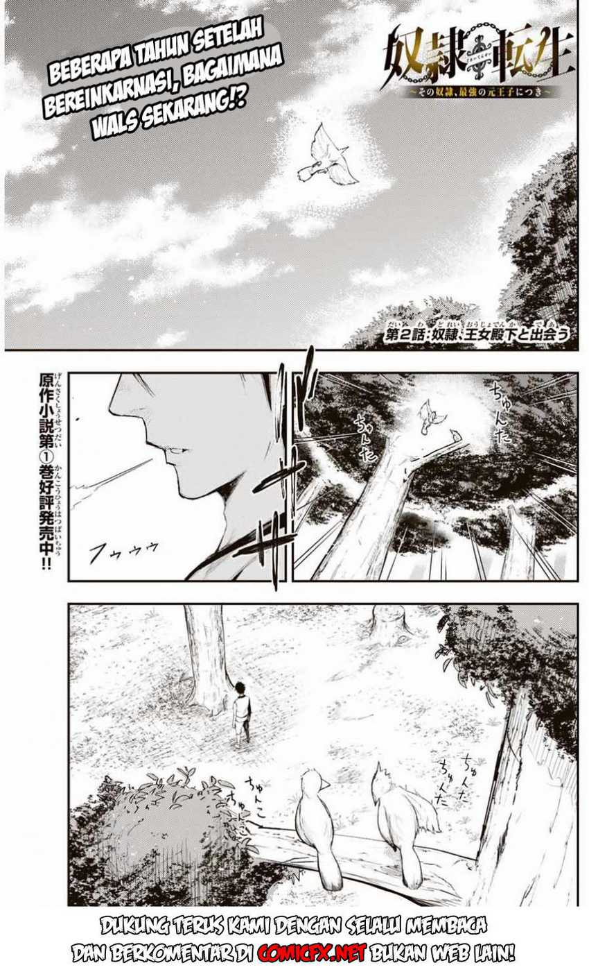 Dorei Tensei: Sono Dorei, Saikyou no Moto Ouji ni Tsuki Chapter 2.1 - halaman 2