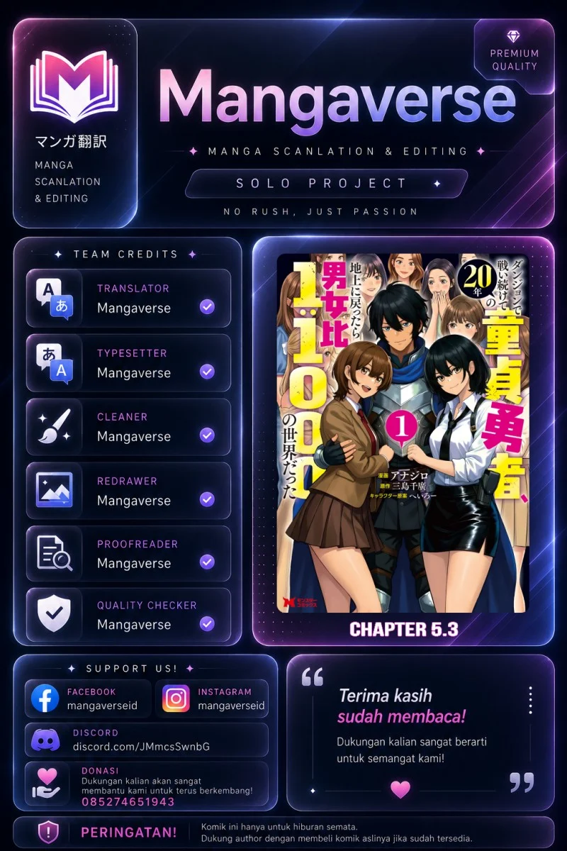 Dungeon de Tatakaitsuzukete 20-nen no Doutei Yuusha, Chijou ni Modottara Danjoubi 1:1000 no Sekai Datta Chapter 5.3 - halaman 1