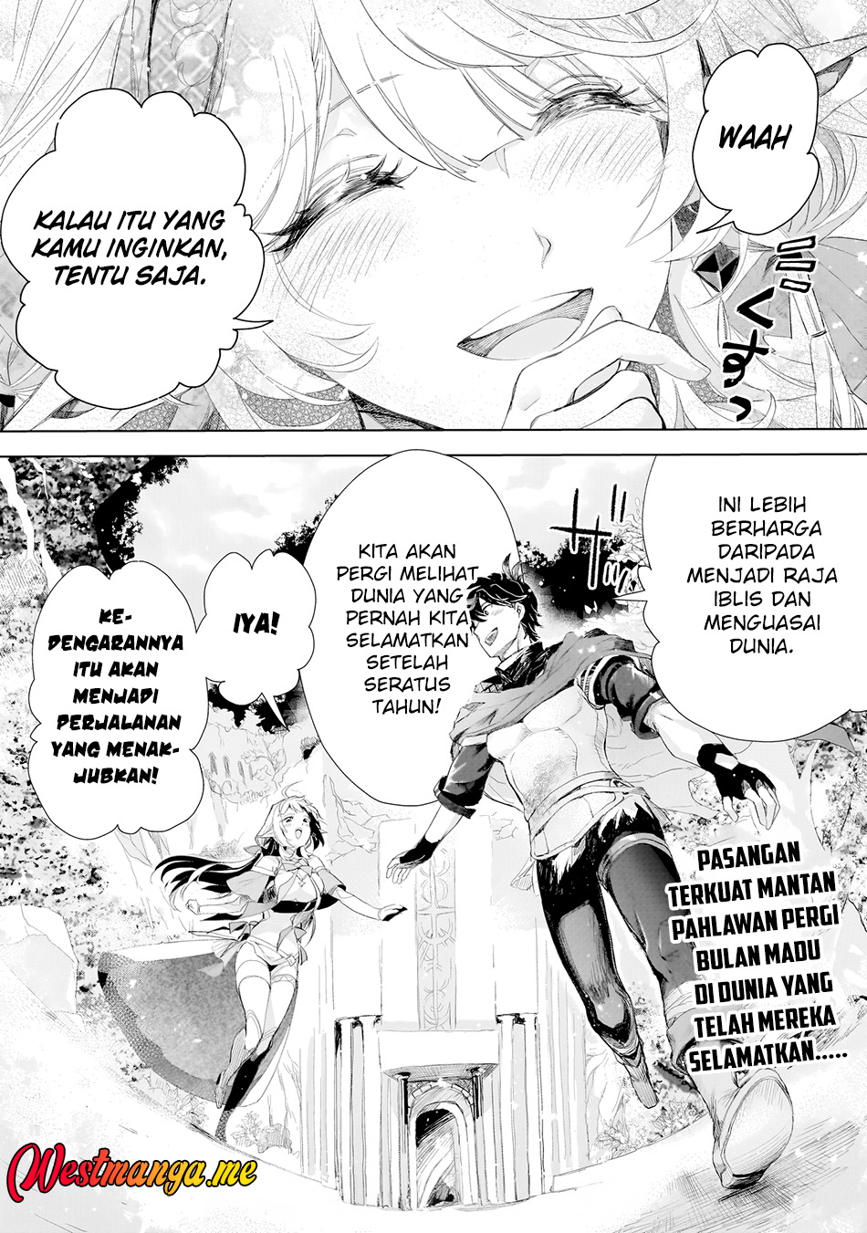 Elf-zuma to Hajimeru Yuukyuu no Tabi: Densetsu no Yuusha, Aisuru Elf to Tomo ni 100-nen Mae ni Sukutta Sekai wo Tabisuru Chapter 1 - halaman 58