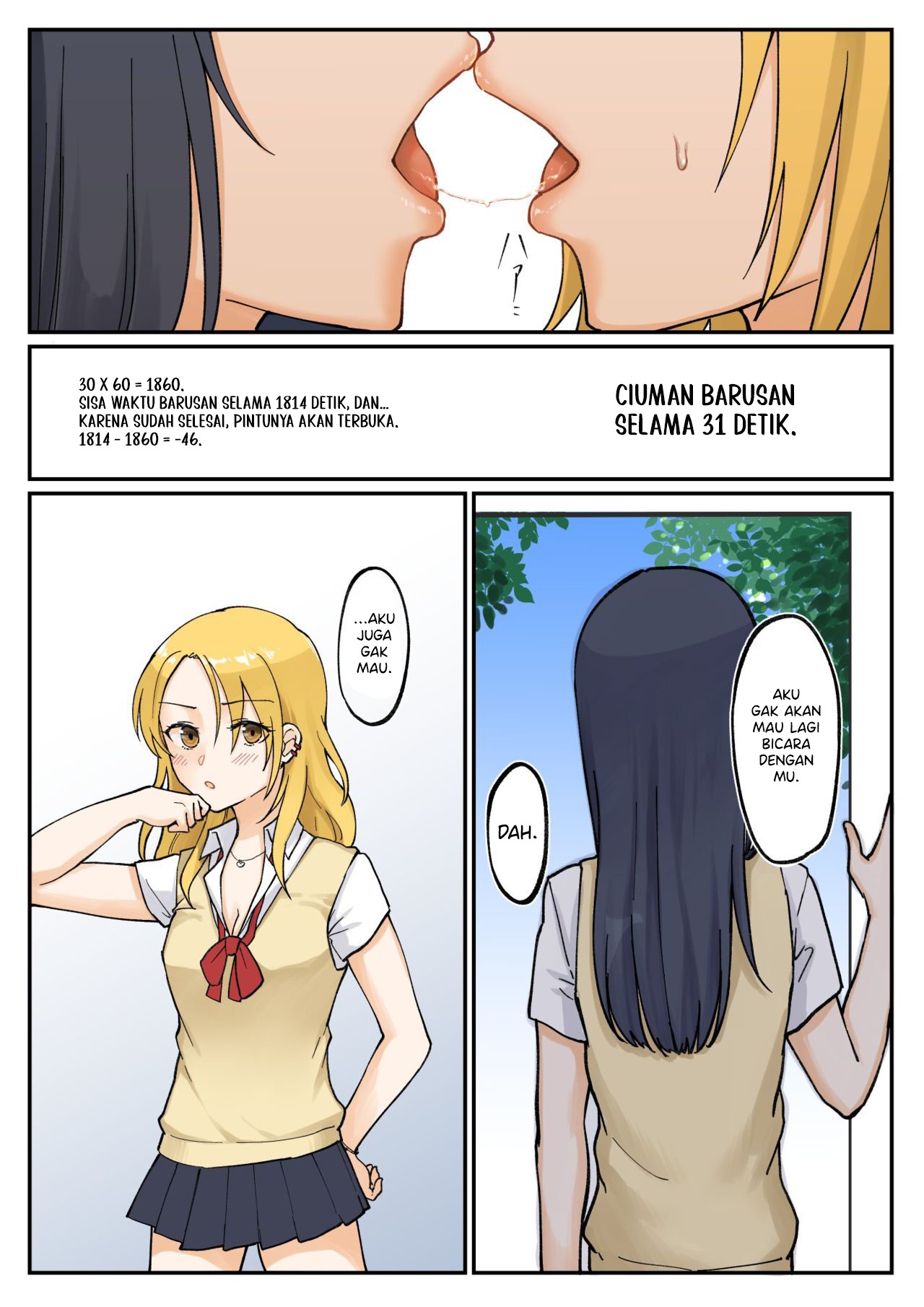 For Each Retweet, Two Straight Girls Who Don't Get Along Will Kiss for One Second Chapter 8 - halaman 1