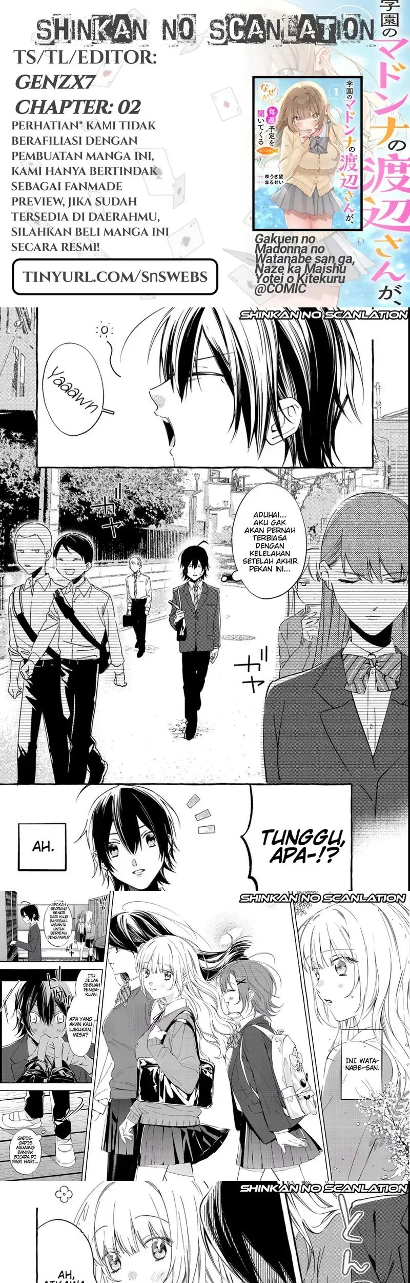 Gakuen no Madonna no Watanabe san ga, Naze ka Maishu Yotei wo Kitekuru Chapter 2 - halaman 1