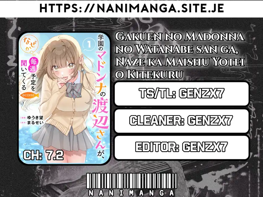 Gakuen no Madonna no Watanabe san ga, Naze ka Maishu Yotei wo Kitekuru Chapter 7.2 - halaman 1