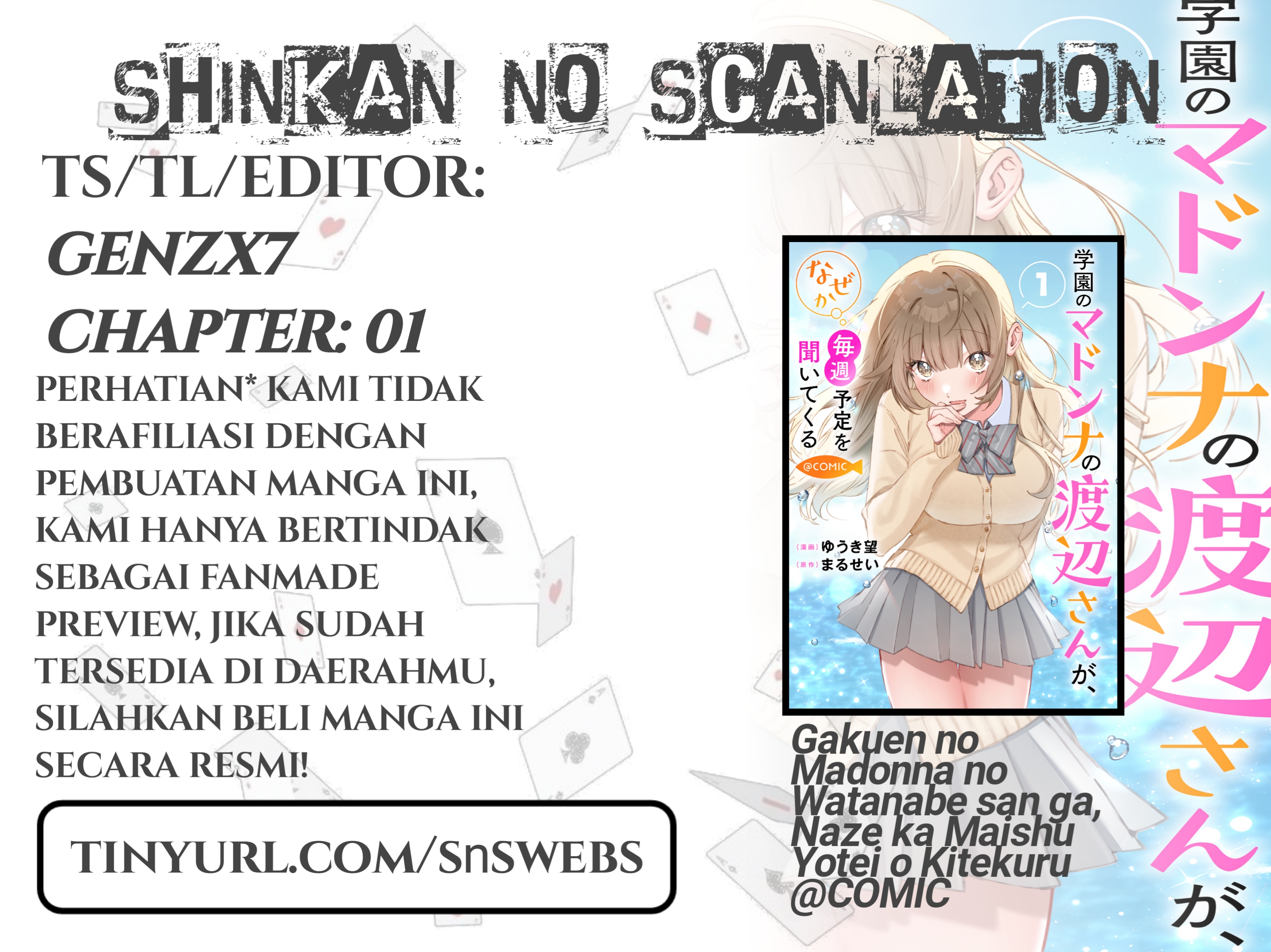 Gakuen no Madonna no Watanabe-san ga, Nazeka Maishuu Yotei wo Kiitekuru @comic Chapter 1 - halaman 1