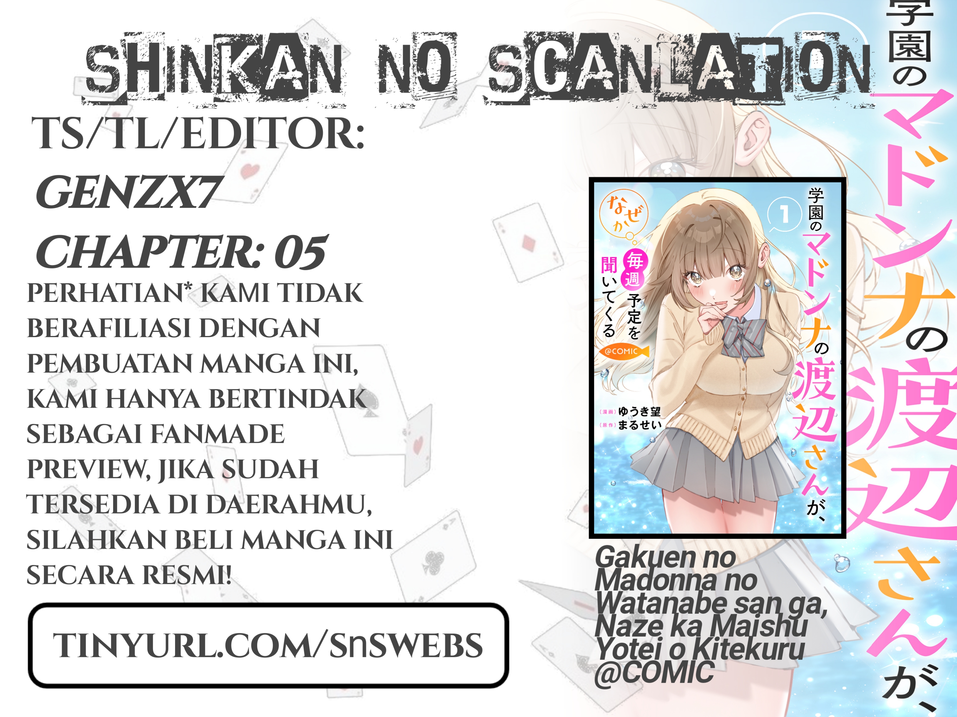 Gakuen no Madonna no Watanabe-san ga, Nazeka Maishuu Yotei wo Kiitekuru @comic Chapter 5 - halaman 1