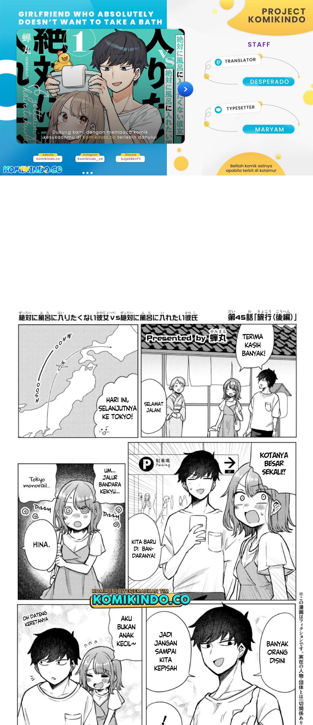 Girlfriend Who Absolutely Doesn’t Want to Take a Bath VS Boyfriend Who Absolutely Wants Her to Take a Bath Chapter 45 - halaman 1