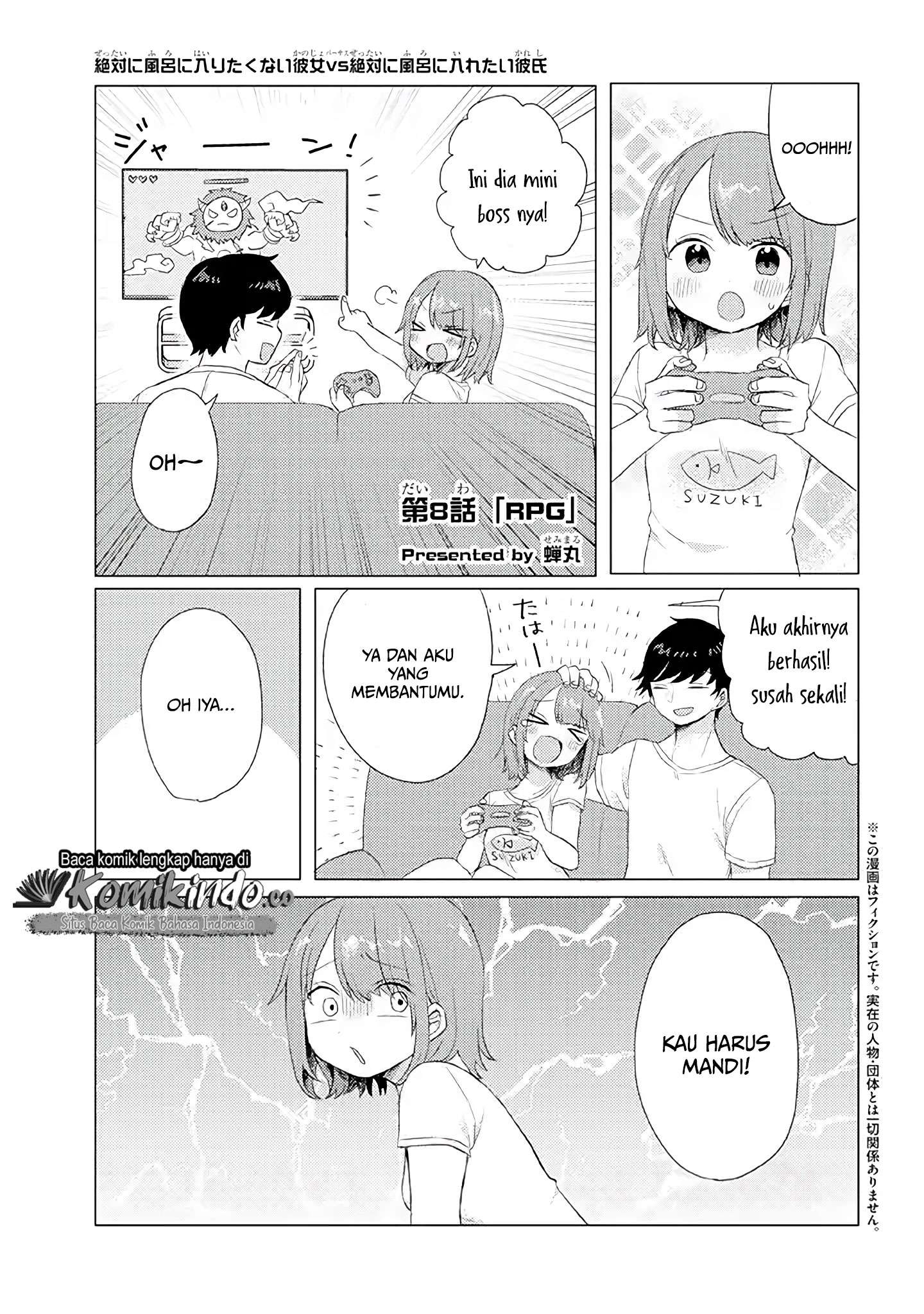 Girlfriend Who Absolutely Doesn’t Want to Take a Bath VS Boyfriend Who Absolutely Wants Her to Take a Bath Chapter 8 - halaman 2