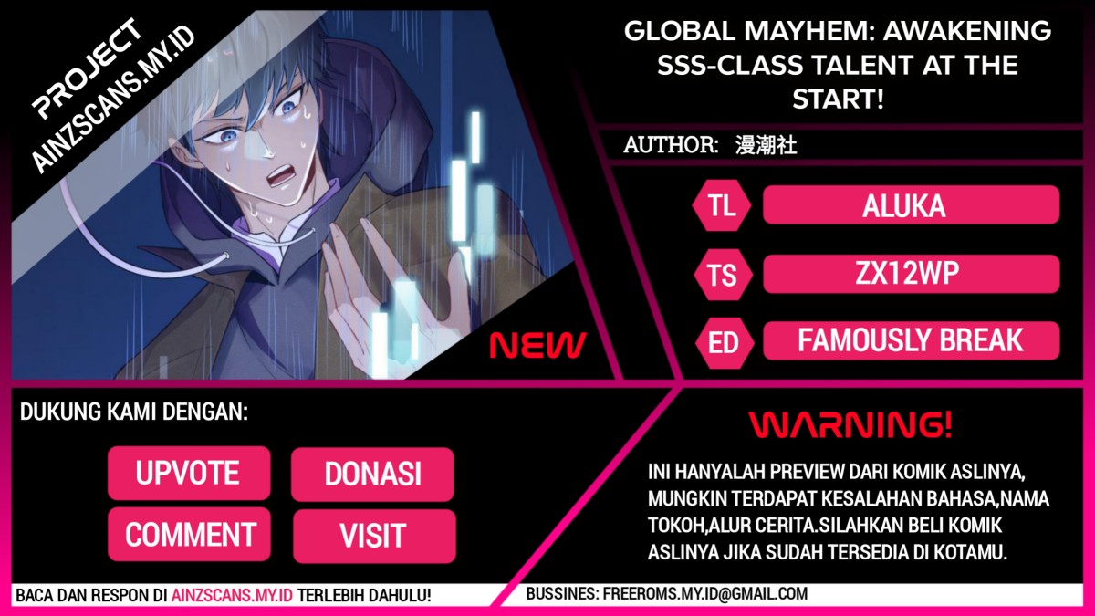 Global Mayhem: Awakening SSS-Class Talent at the Start! Chapter 1 - halaman 1