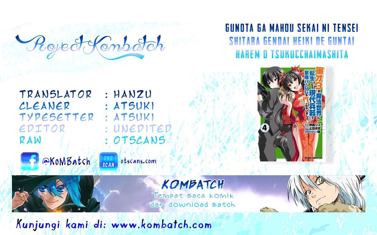 Gunota ga Mahou Sekai ni Tensei Shitara, Gendai Heiki de Guntai Harem o Tsukucchaimashita!? Chapter 15 - halaman 1
