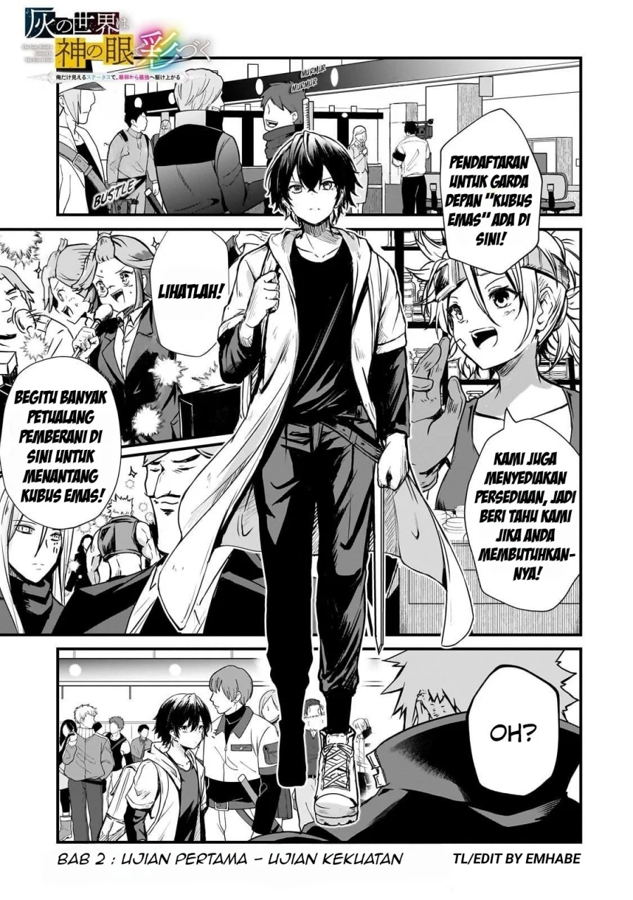 Hai no Sekai wa Kami-no-me de Irodoku: Ore dake Mieru Status de, Saijaku kara Saikyou e Kageagaru Chapter 2 - halaman 2
