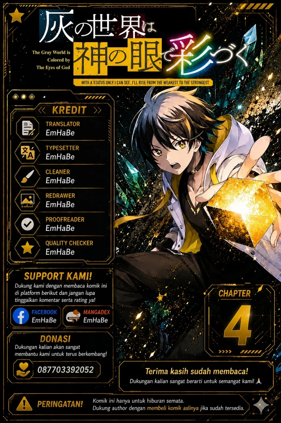 Hai no Sekai wa Kami-no-me de Irodoku: Ore dake Mieru Status de, Saijaku kara Saikyou e Kageagaru Chapter 4 - halaman 1