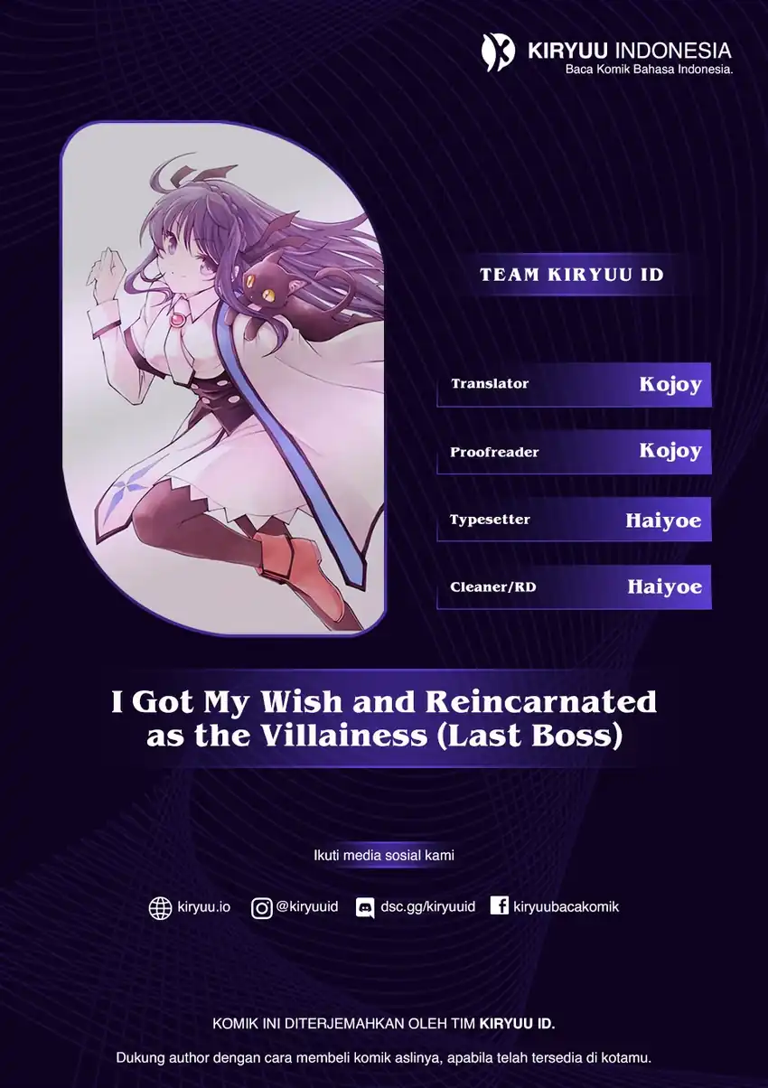 I Got My Wish and Reincarnated as the Villainess (Last Boss)! Chapter 27 - halaman 1