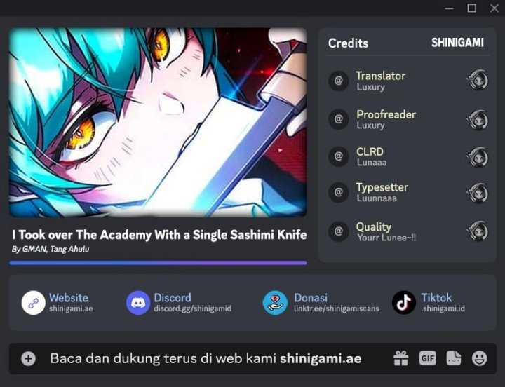 I Took over The Academy With a Single Sashimi Knife Chapter 36 - halaman 1