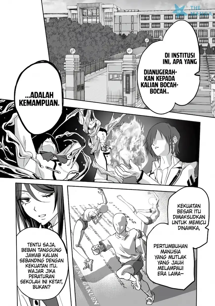 Inou Gakuen no Saikyou wa Heion ni Hisomu: Kikakugai no Kaibutsu, Munou o Enji Gakuen o Kage kara Shihai Suru Chapter 1 - halaman 9