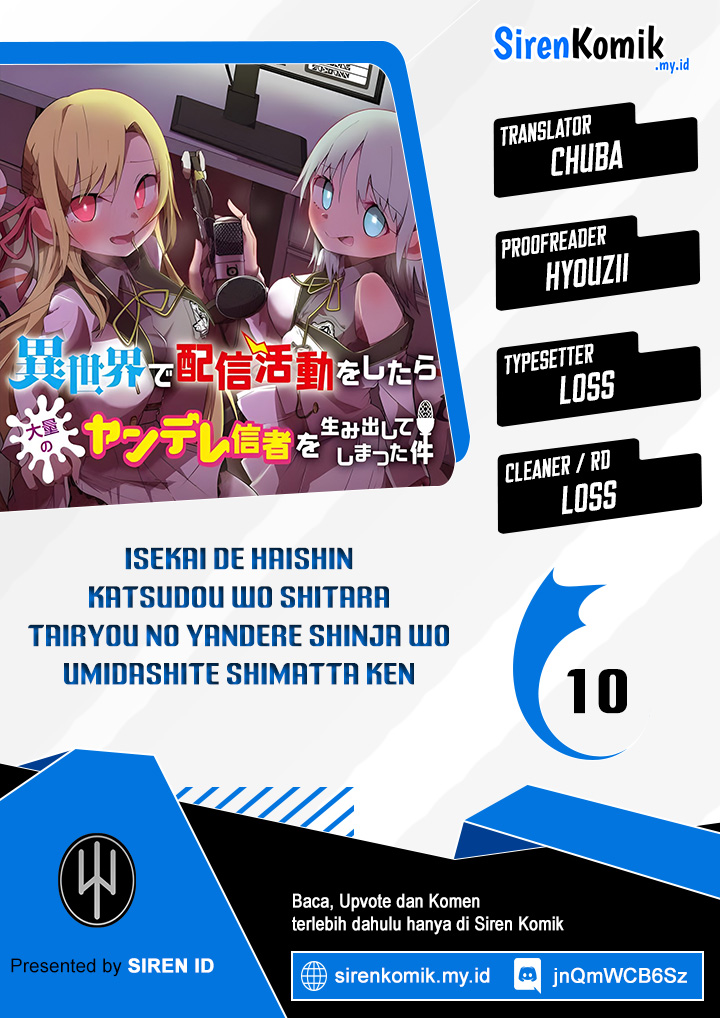 Isekai de Haishin Katsudou wo Shitara Tairyou no Yandere Shinja wo Umidashiteshimatta Ken Chapter 10 - halaman 1