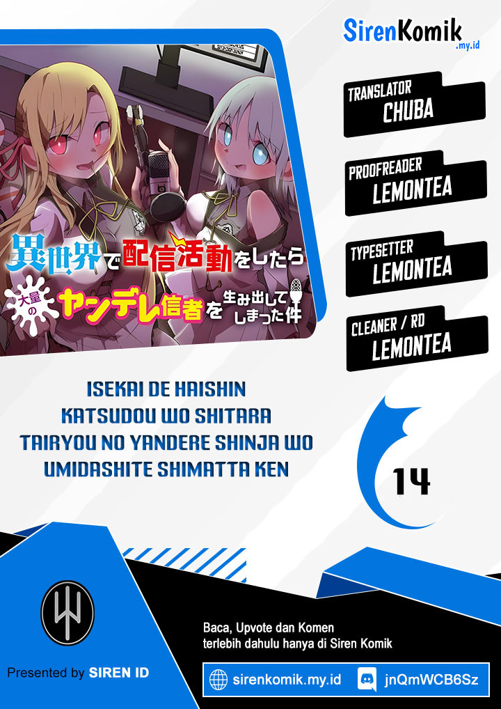 Isekai de Haishin Katsudou wo Shitara Tairyou no Yandere Shinja wo Umidashiteshimatta Ken Chapter 14 - halaman 1