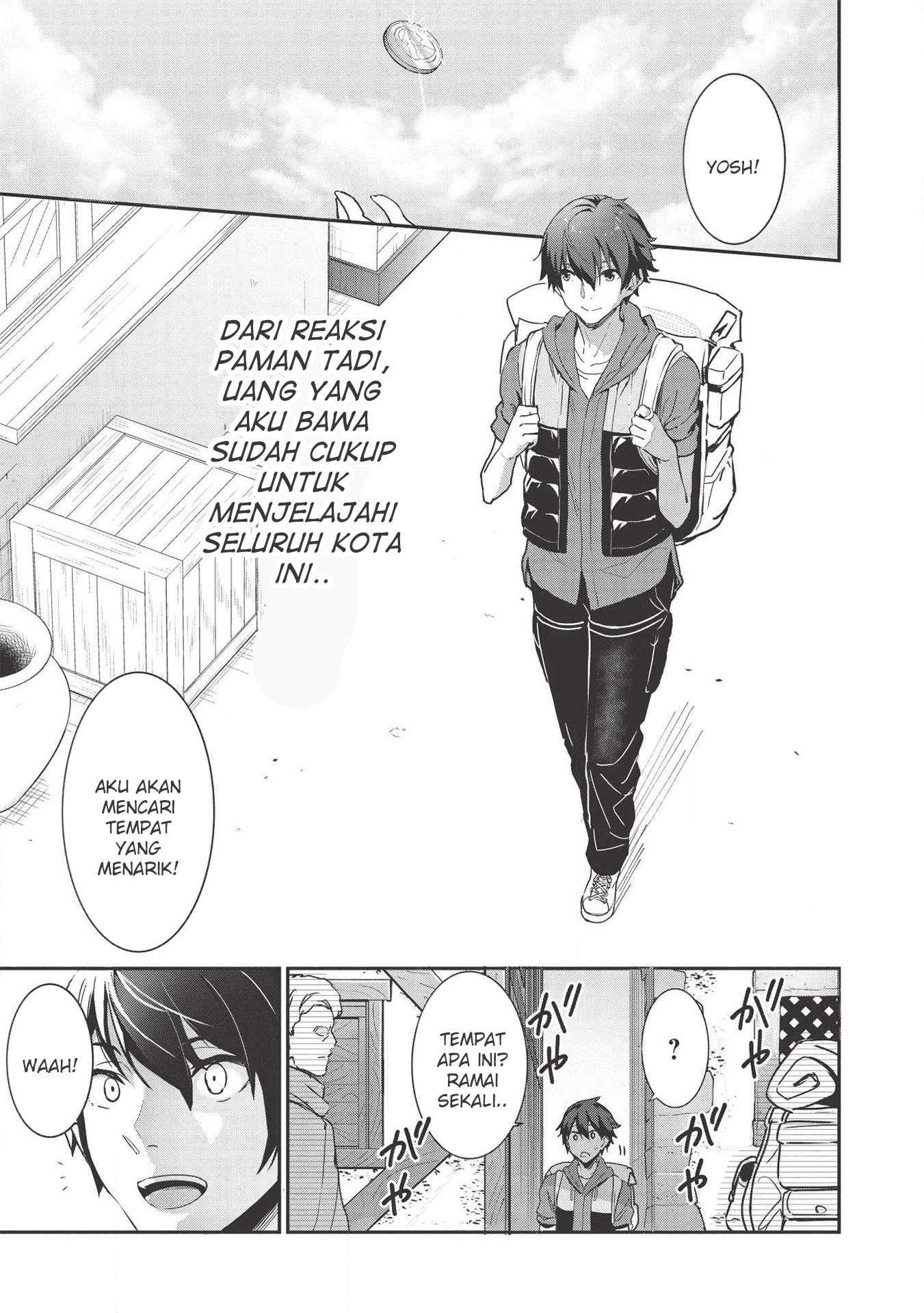 Itsu Demo Jitaku ni Kaereru Ore wa, Isekai de Gyoushoujin o Hajimemashita Chapter 1 - halaman 7