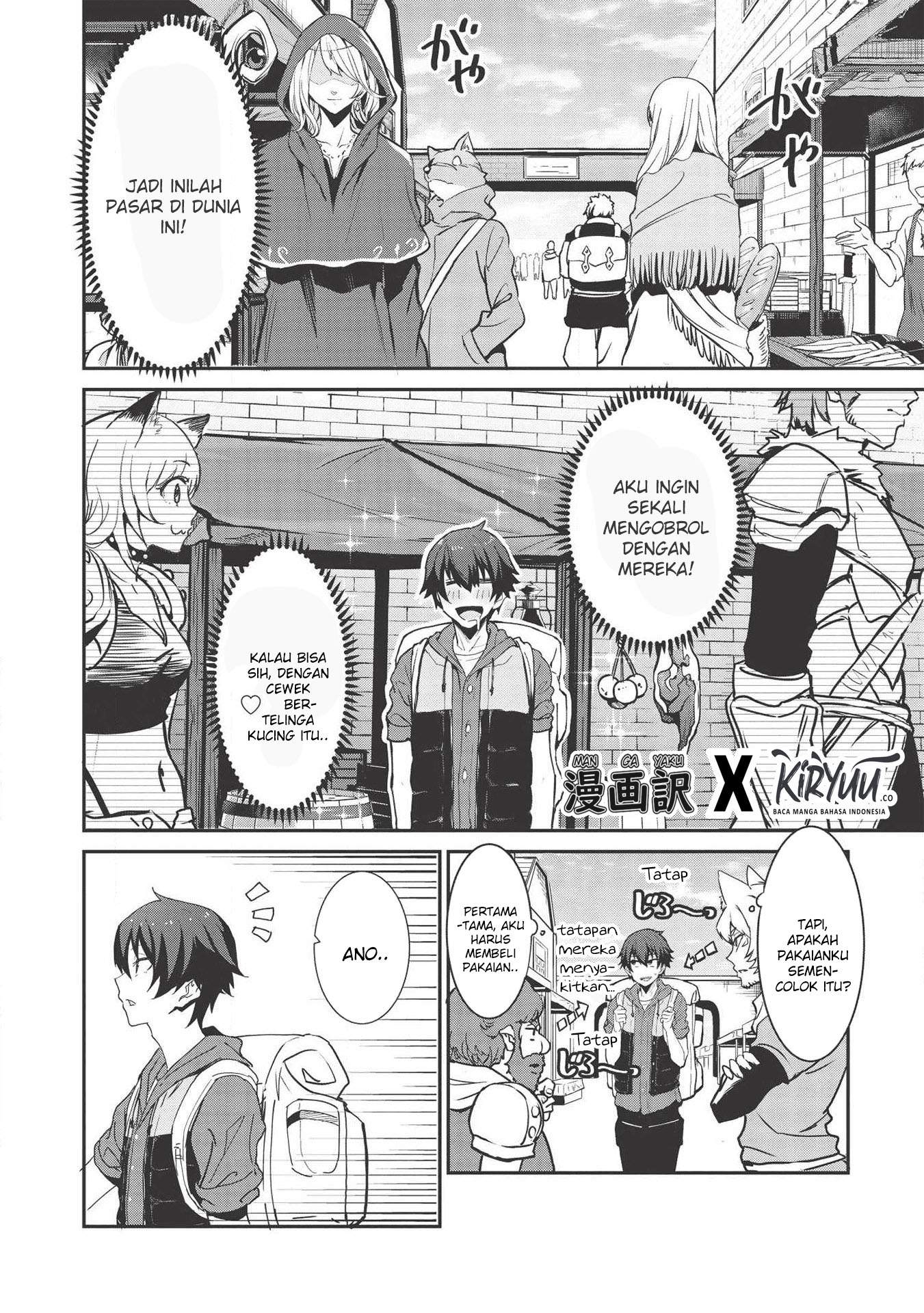 Itsu Demo Jitaku ni Kaereru Ore wa, Isekai de Gyoushoujin o Hajimemashita Chapter 1 - halaman 8