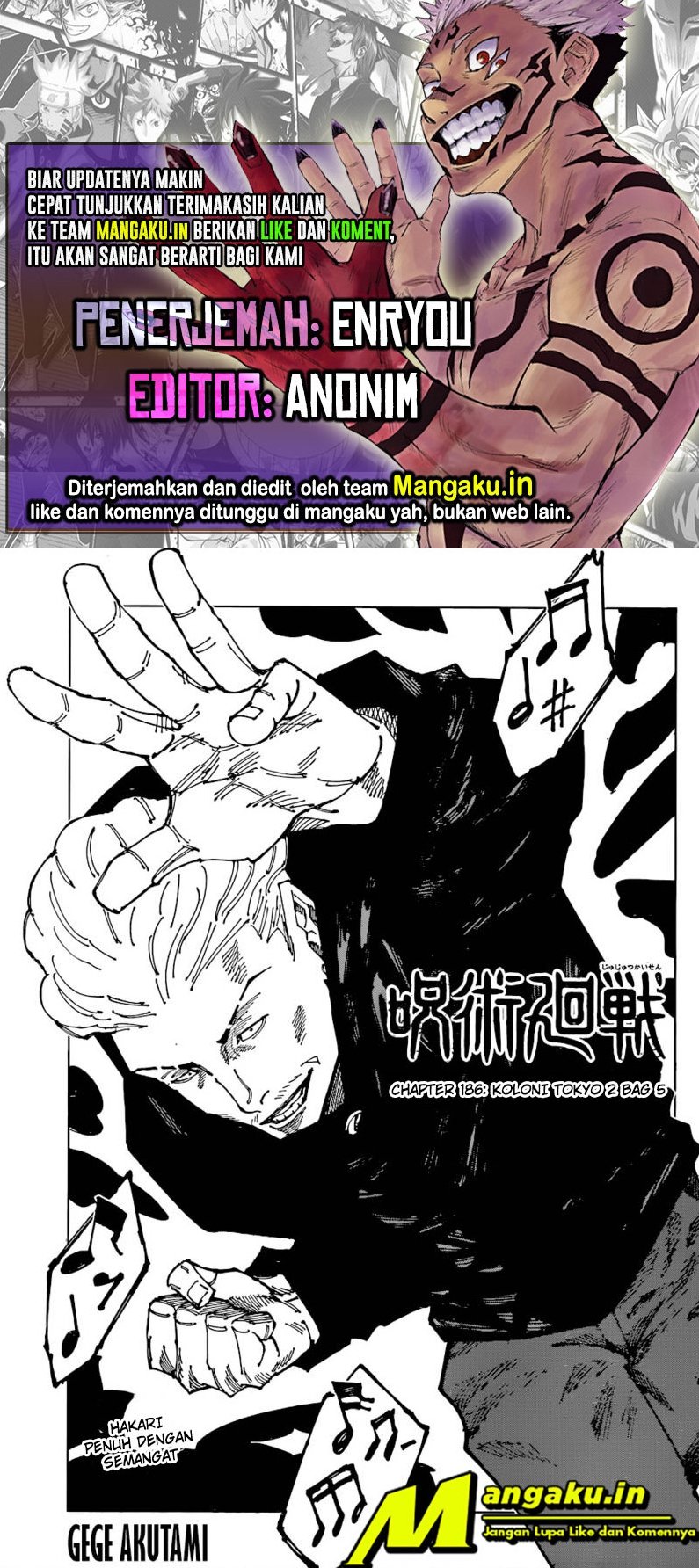 Jujutsu Kaisen Chapter 186 - halaman 1