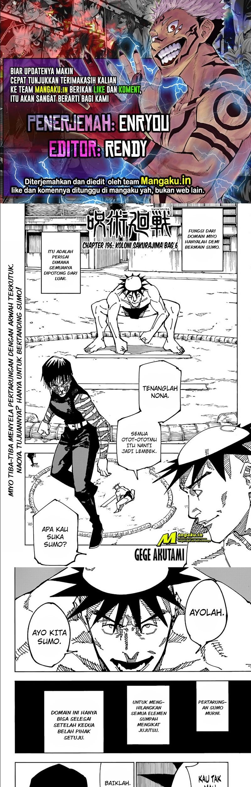 Jujutsu Kaisen Chapter 196 - halaman 1