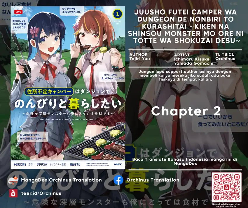 Juusho Futei Camper wa Dungeon de Nonbiri to Kurashitai: Kiken na Shinsou Monster mo Ore ni Totte wa Shokuzai desu Chapter 2 - halaman 1