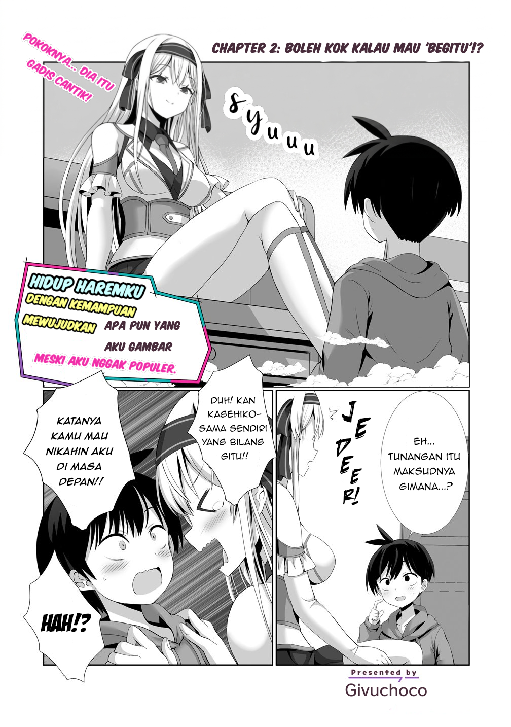 Kaita Mono wo Jittaika suru Nouryoku de Motenai Ore ga Harem Seikatsu Chapter 2 - halaman 1