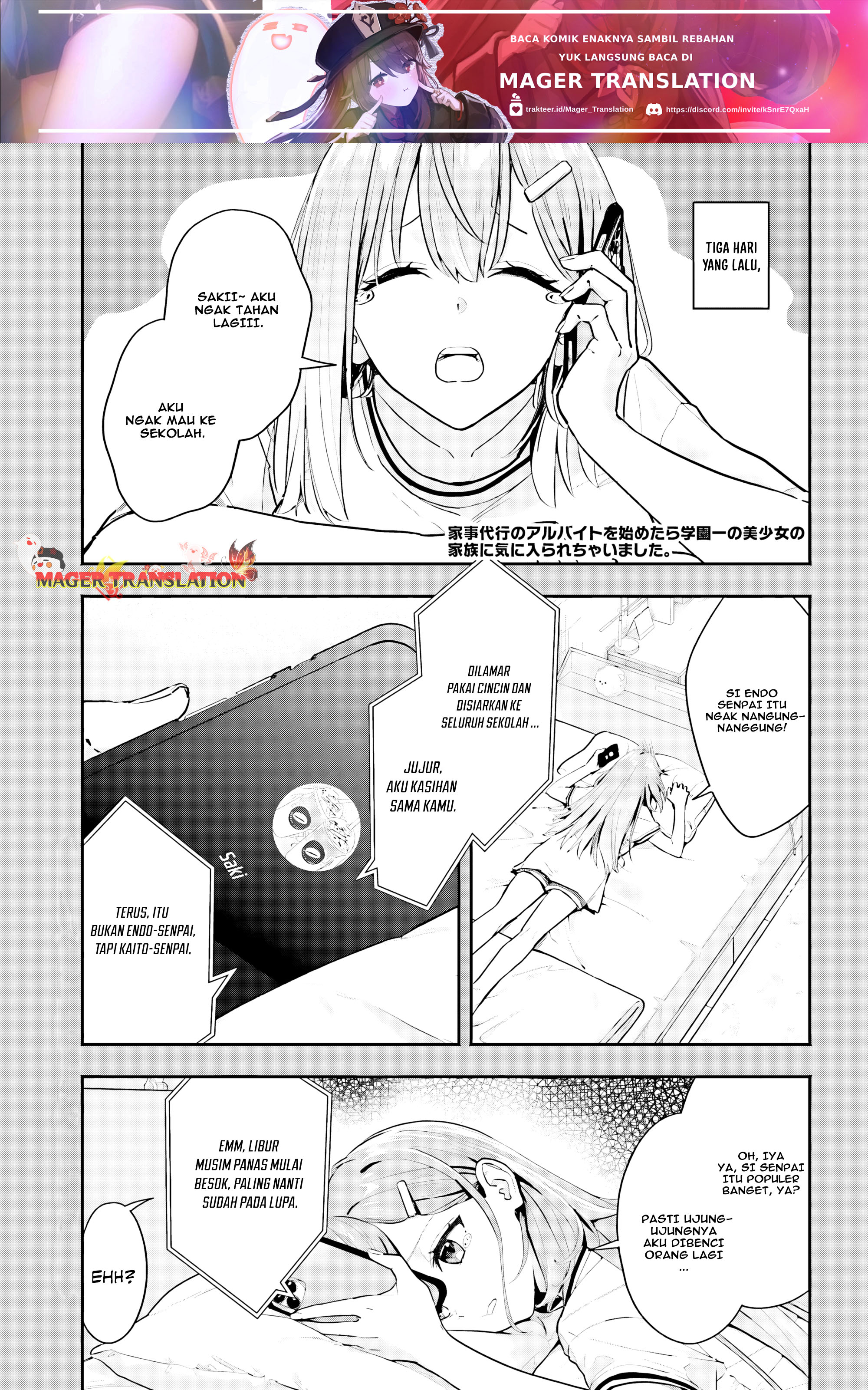 Kaji Daikou no Arbeit wo Hajimetara Gakuen Ichi no Bishoujo no Kazoku ni Kiniirarechaimashita. Chapter 2 - halaman 2