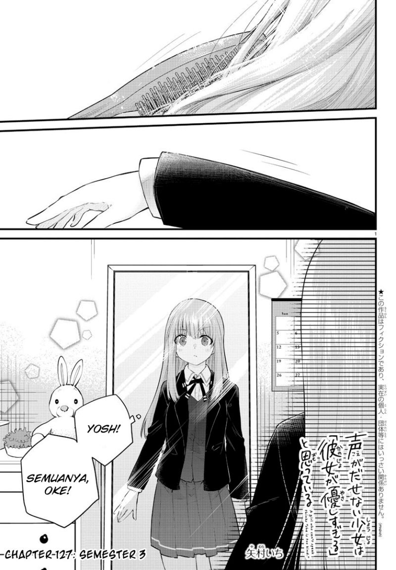 Koe ga Dasenai Shoujo wa "Kanojo ga Yasashisugiru" to Omotteiru Chapter 127 - halaman 3